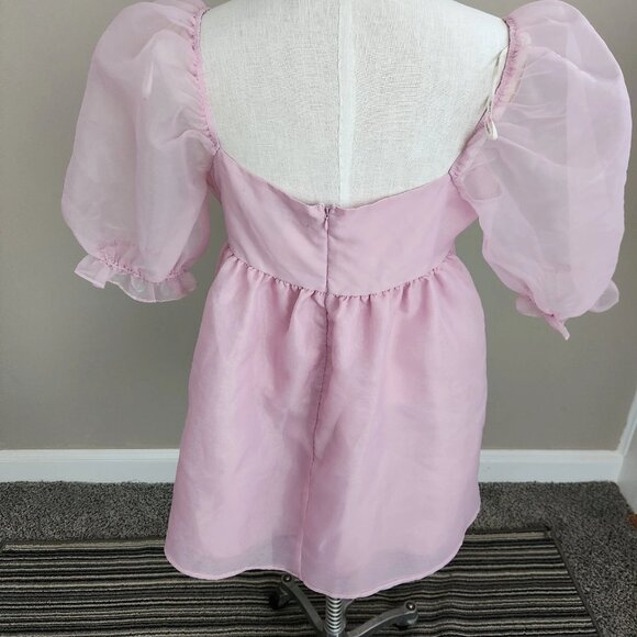 My Melody Limited Ed Sanrio Soft Pink Babydoll Dress Tulle Puffy Sleeves M/L. E2 - Picture 6 of 7